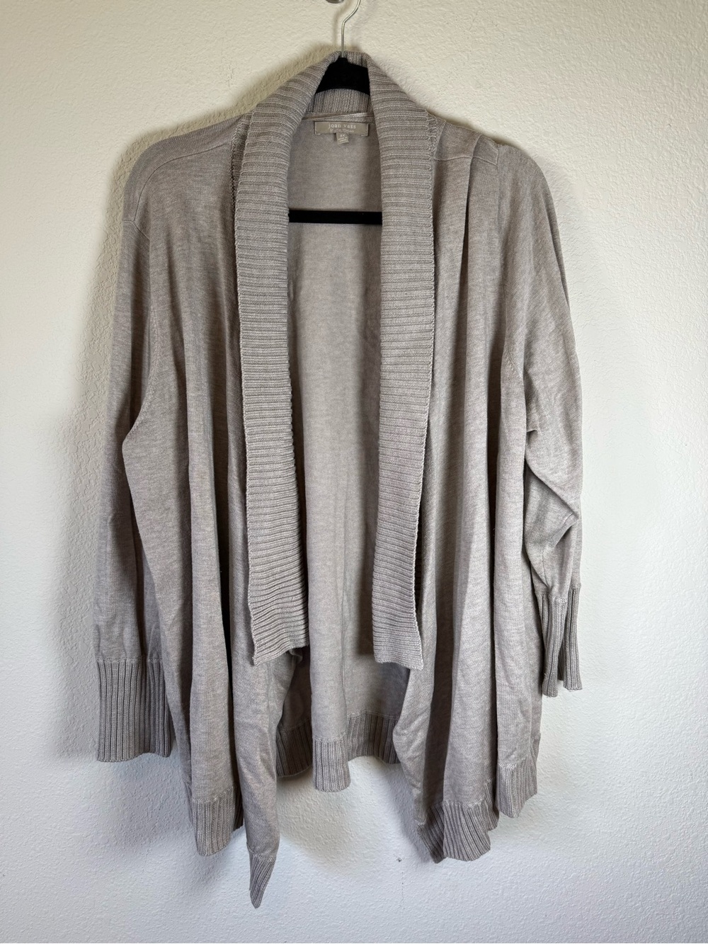 Joan Vass Studio 3X Open Front Cardigan Sweater – Taupe